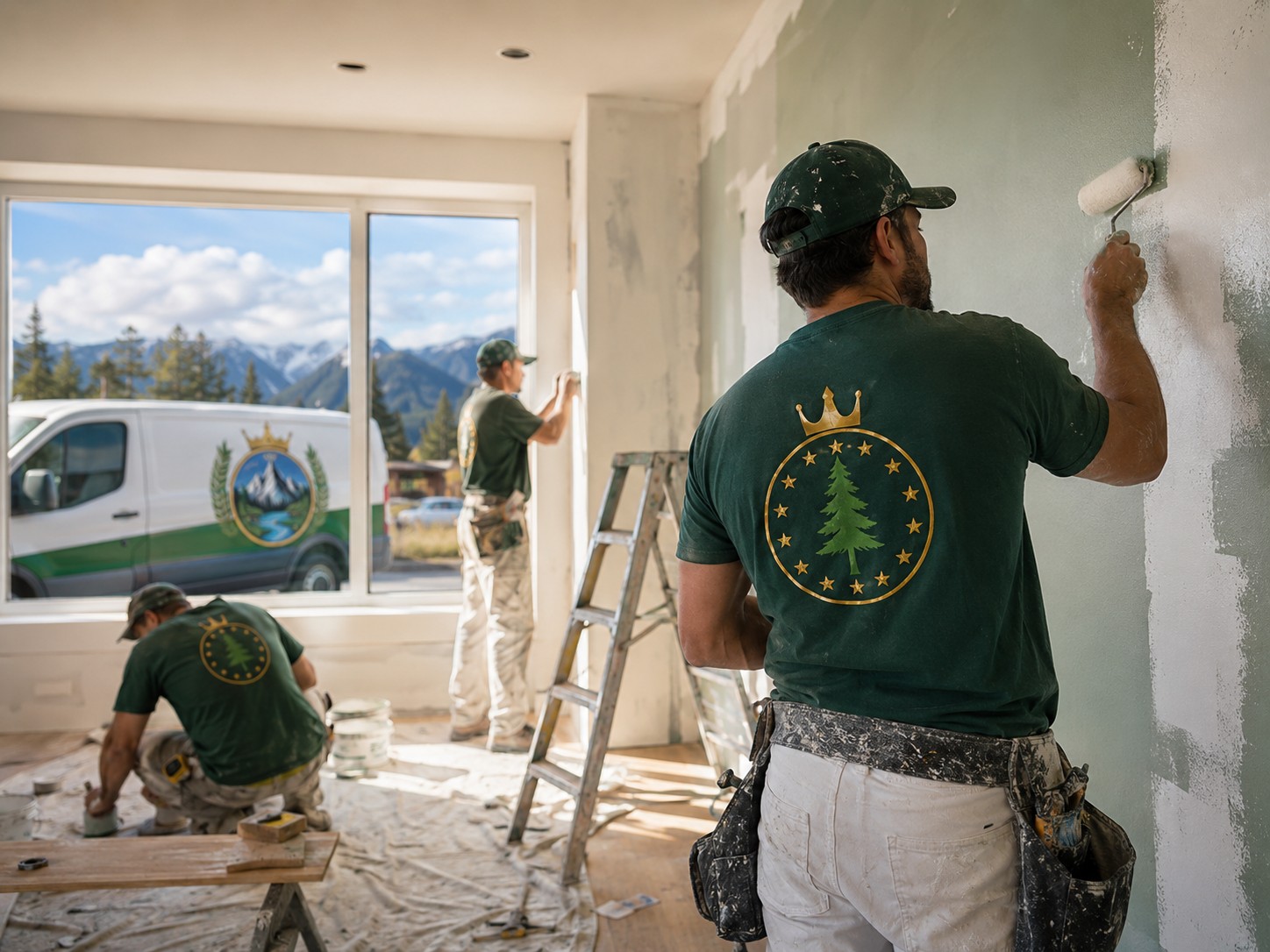Cascadia Pro workers painting and renovating
